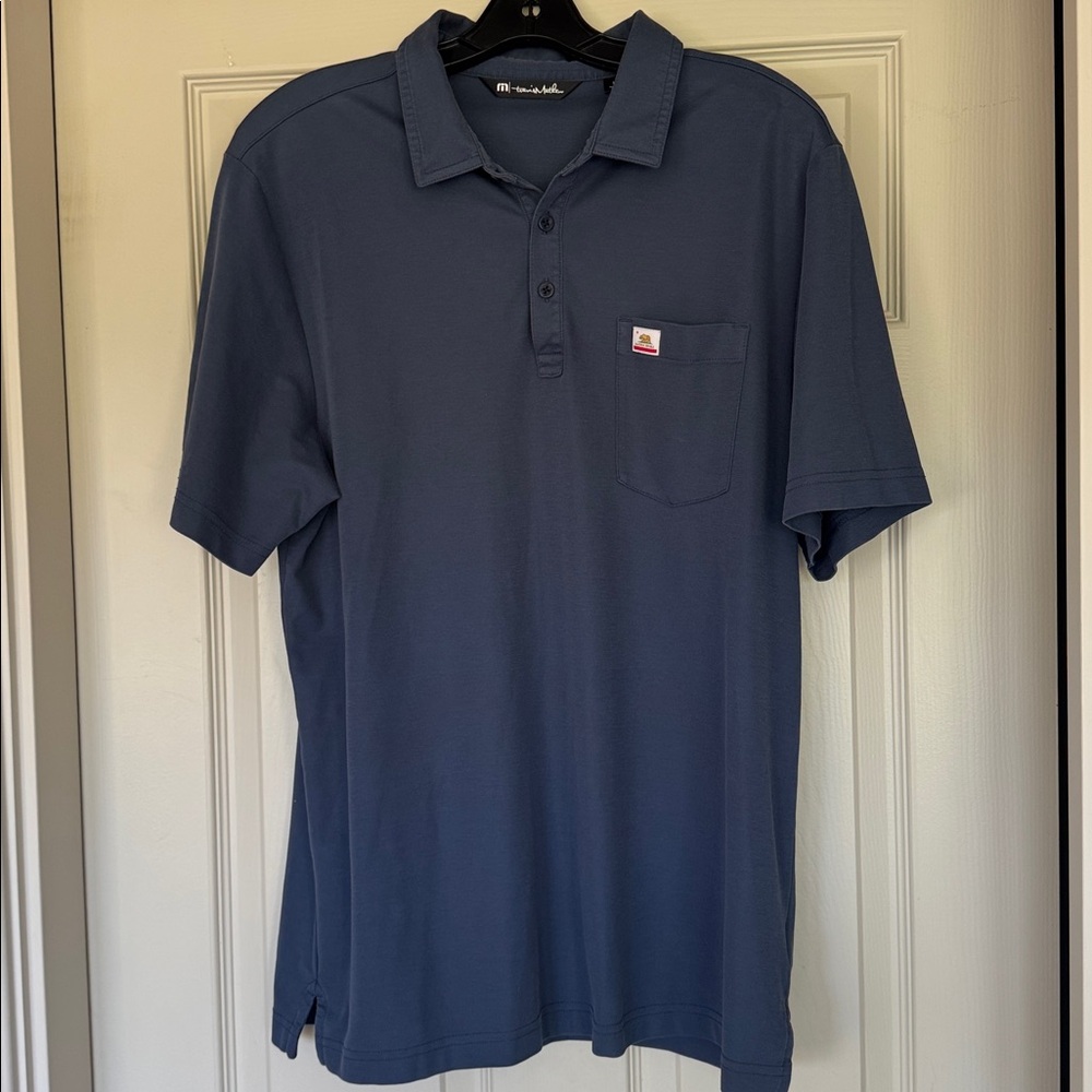 Travis Matthew Steel Blue Collared Polo Shirt Size L